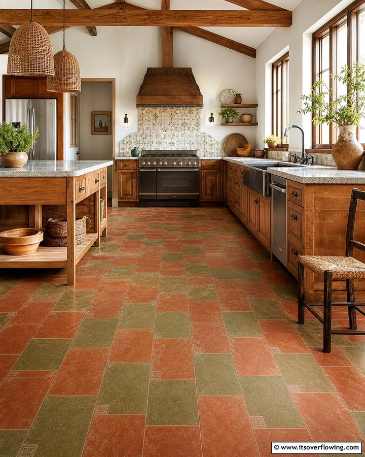 Earth Tone Linoleum - 20 Linoleum Kitchen Flooring Ideas for a Durable and Stylish Look
