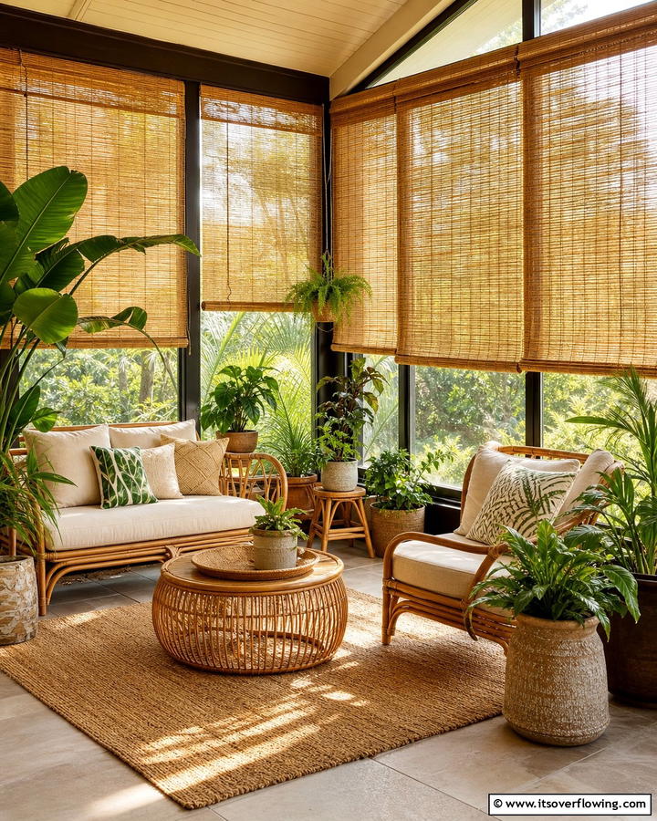 Earthy Bamboo Curtains - 20 Boho Curtain Ideas to Enhance Your Home’s Style