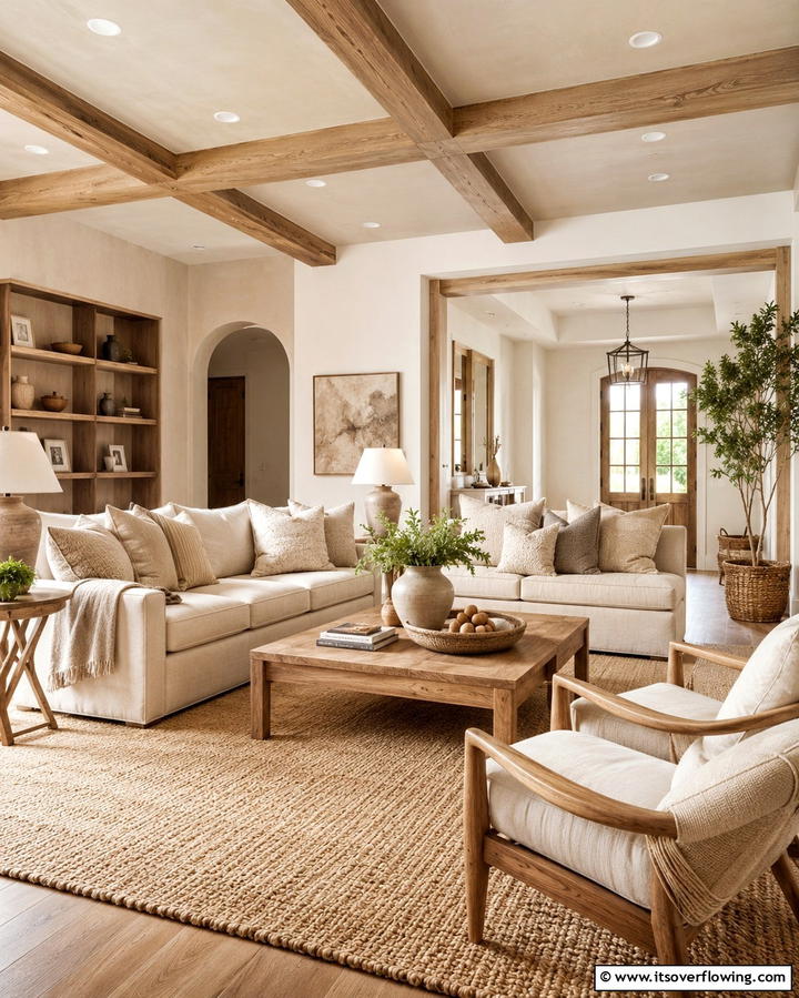 Earthy Beige Harmony - 25 Monochromatic Living Room Ideas for a Sleek Look