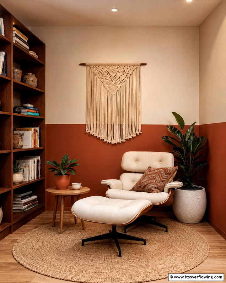 Earthy Beige and Deep Terracotta - 30 Two-Tone Wall Paint Ideas to Elevate Your Interior Design