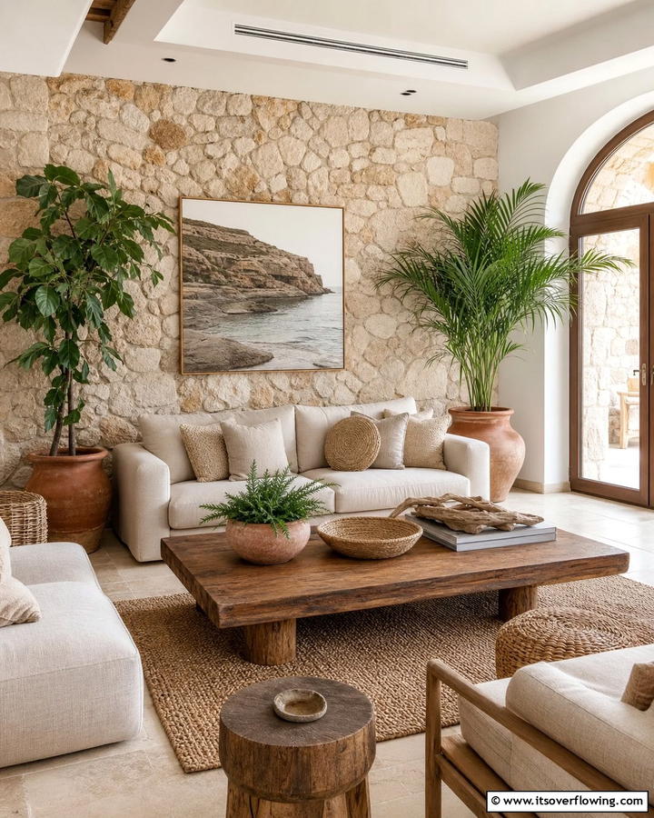 Earthy Beige and Natural Elements - 21 Elegant Beige Living Room Ideas for Timeless Comfort