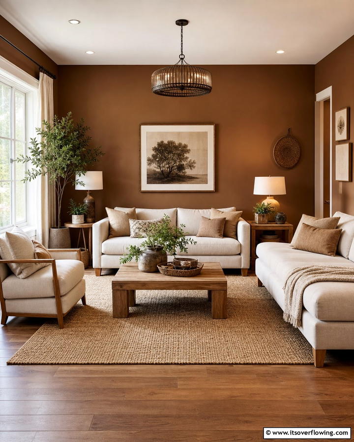 Earthy Brown Walls for a Cozy Vibe - 25 Brown Living Room Ideas for Warm and Cozy Vibes