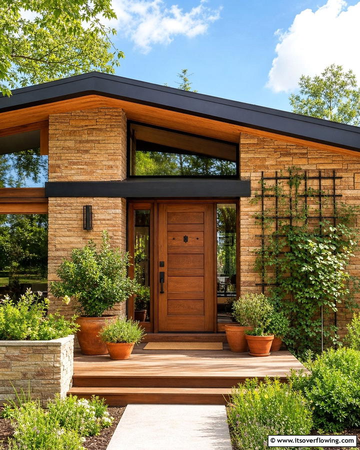 Earthy Brown - 30 Retro Mid-Century Front Door Colors to Boost Curb Appeal