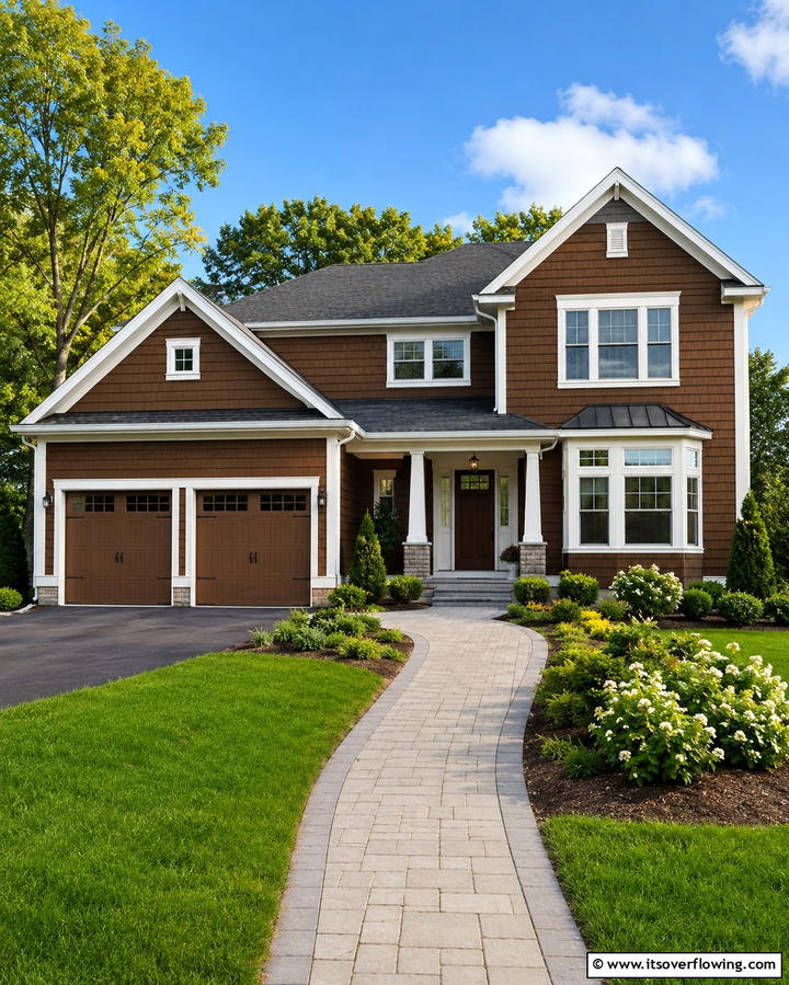 Earthy Chestnut Harmony - 30 Brown Exterior House Color Ideas for Warm Curb Appeal