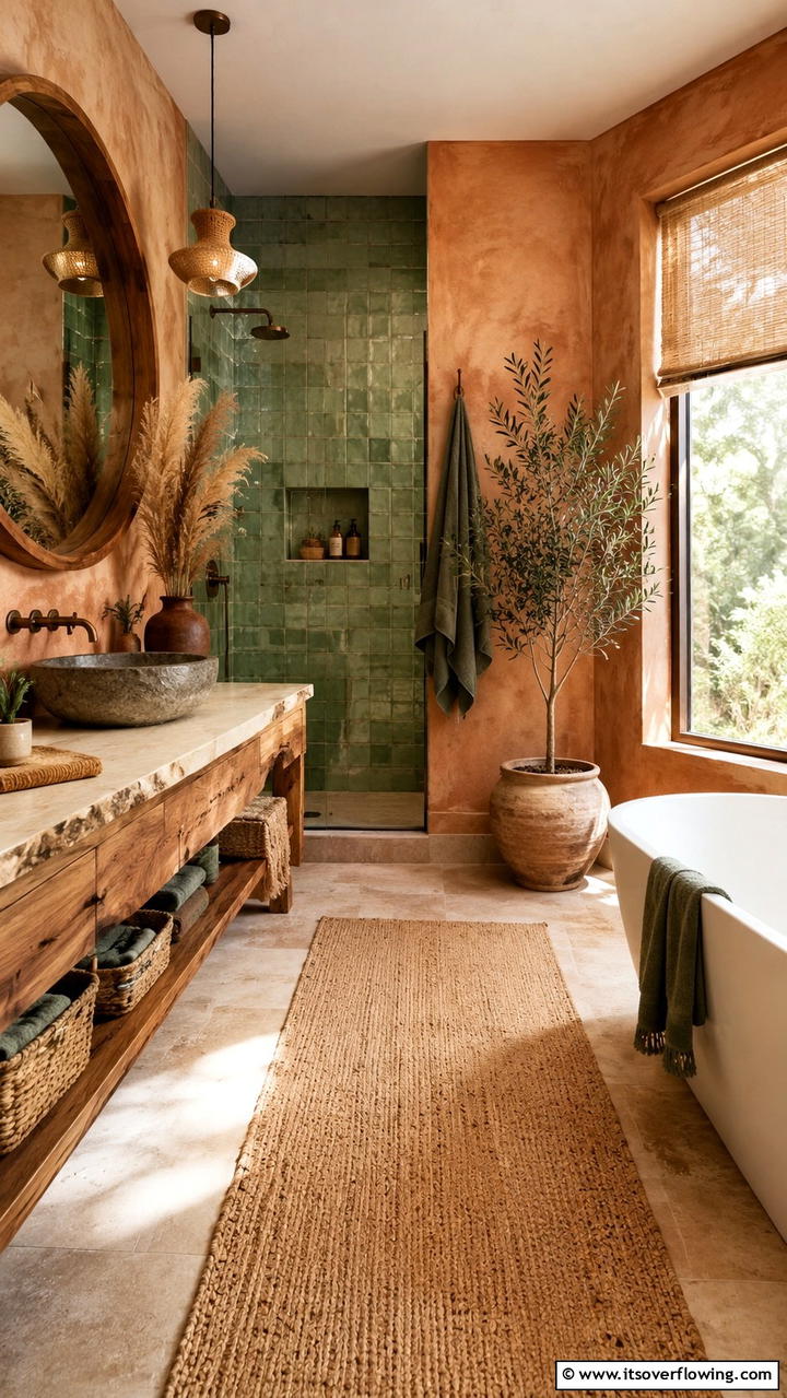 Earthy Color Palette - 30 Boho Bathroom Ideas for Relaxed, Global-Inspired Style