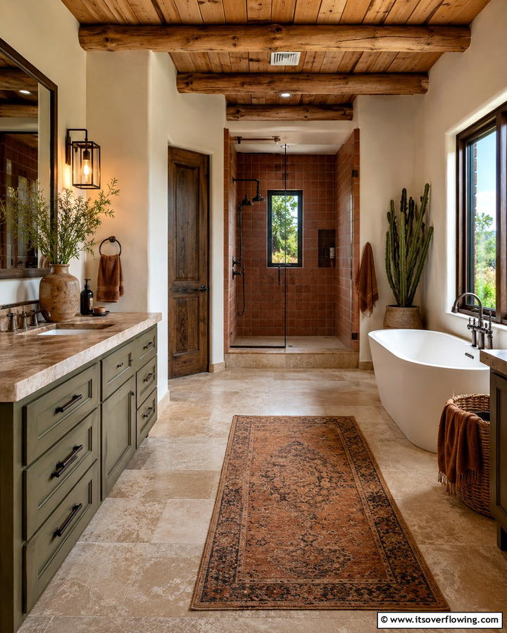 Earthy Color Palette - 20 Western Bathroom Ideas for a Rustic and Relaxing Retreat
