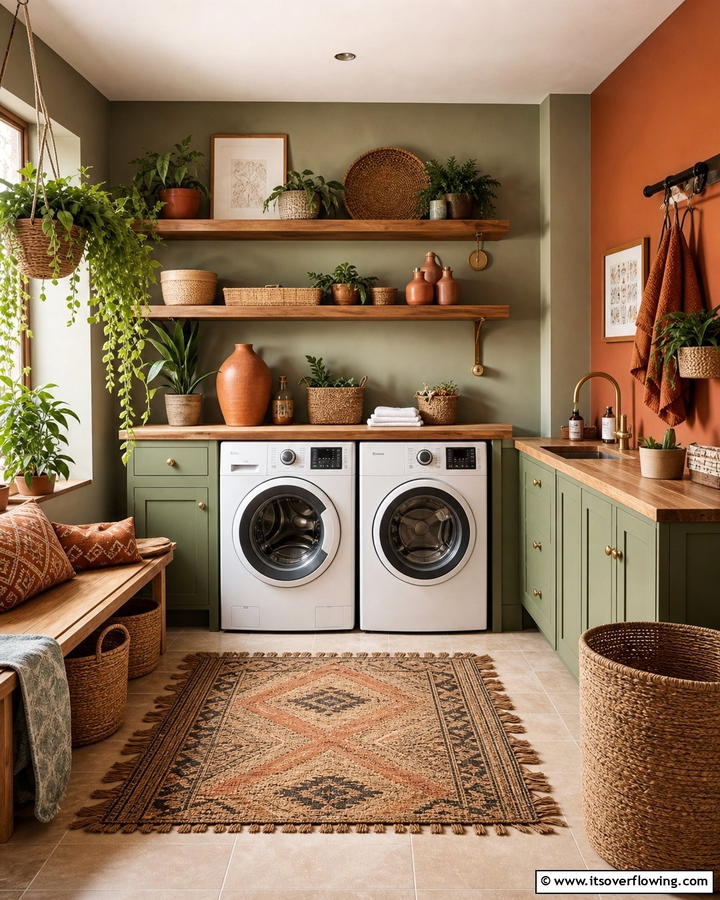 Earthy Color Palette - 25 Boho Laundry Room Ideas for a Stylish and Functional Space