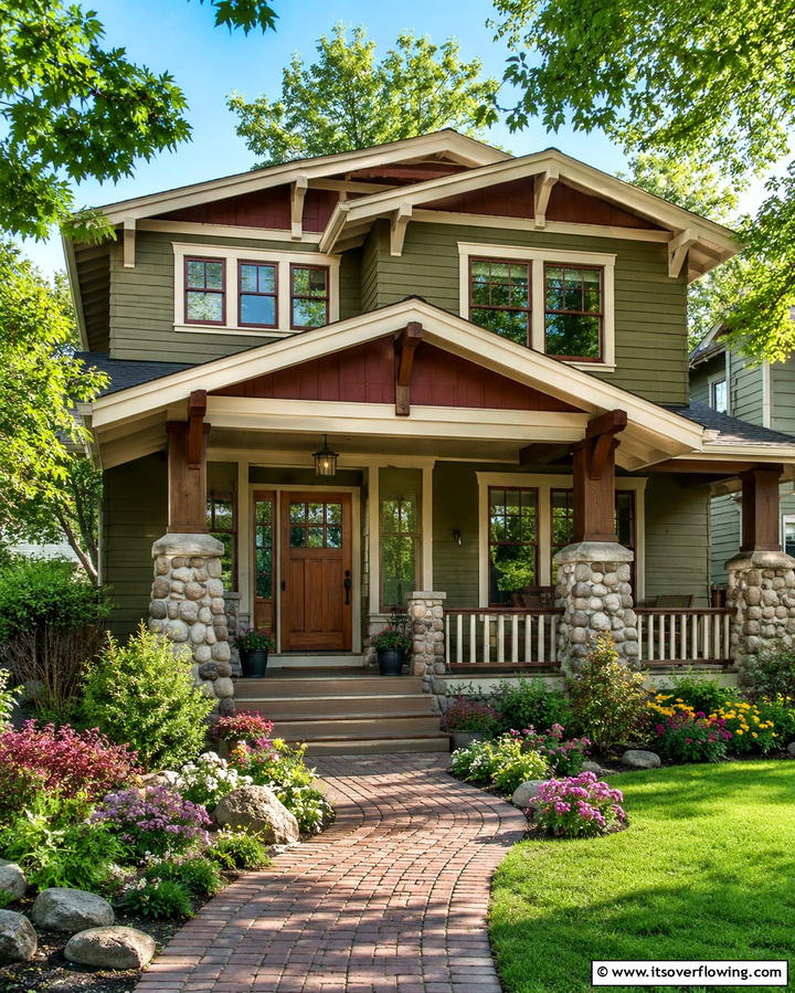 Earthy Exterior Color Palette - 25 Craftsman Style House Exterior Ideas for Curb Appeal