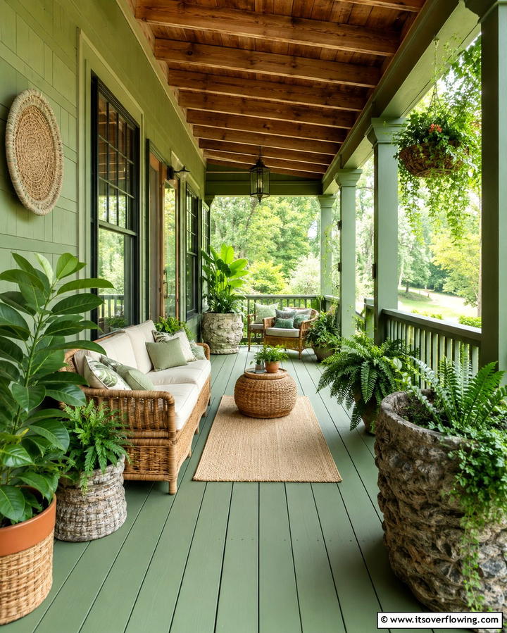 Earthy Greens for Natural Appeal - 30 Porch Paint Color Ideas for Inviting Entryways