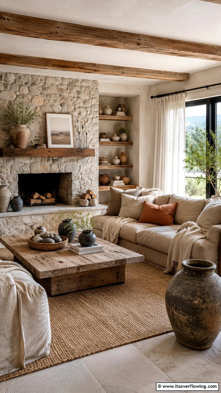 Earthy Greige with Organic Textures - 30 Greige Living Room Ideas for Neutral & Warm Modern Spaces