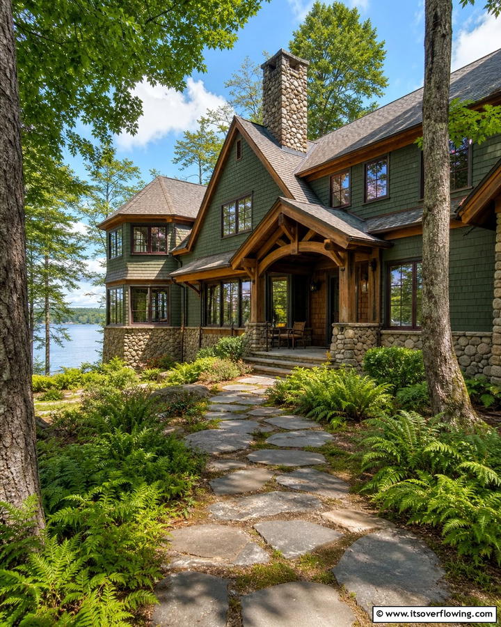 Earthy Moss Green - 30 Lake House Exterior Color Ideas Inspired by Nature
