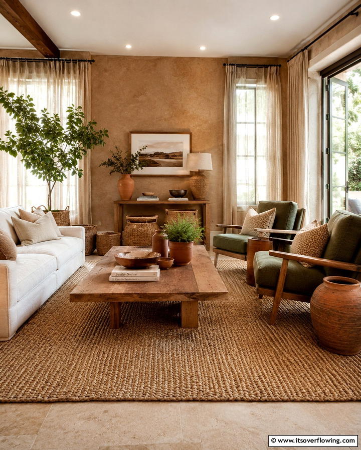 Earthy Natural Tones - 30 Vibrant Colorful Living Room Inspirations for Bold Interiors