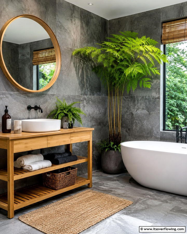 Earthy Natural Tones - 30 Grey and White Bathroom Ideas for Modern Serenity