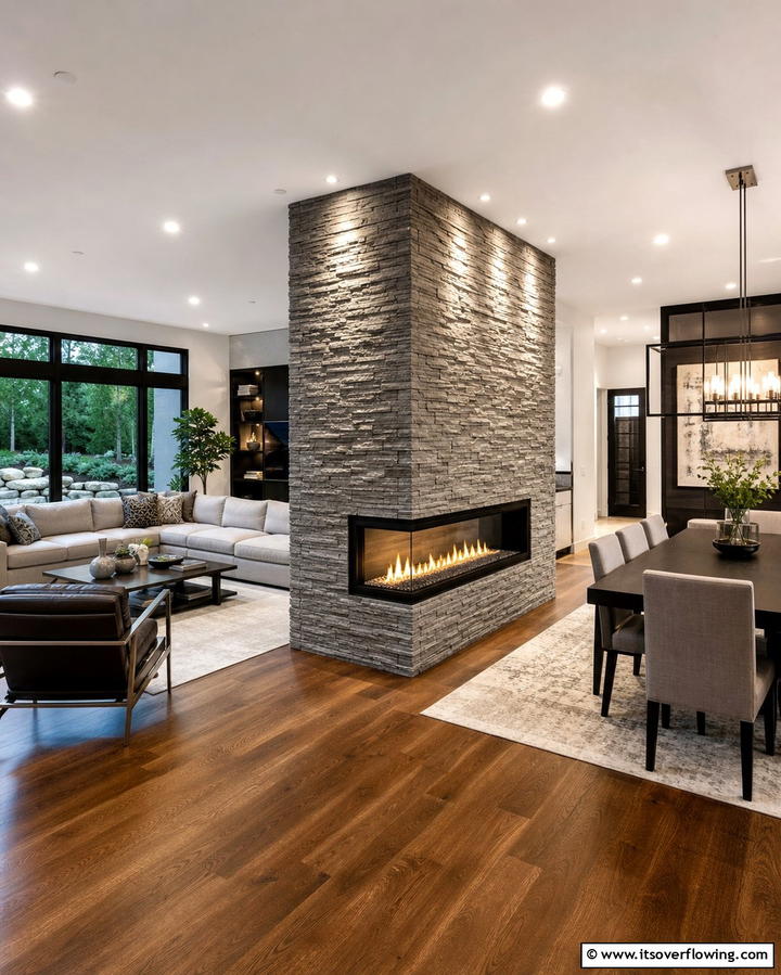 Earthy Outdoor Retreat - 25 Stacked Stone Fireplace Ideas for a Rustic Look