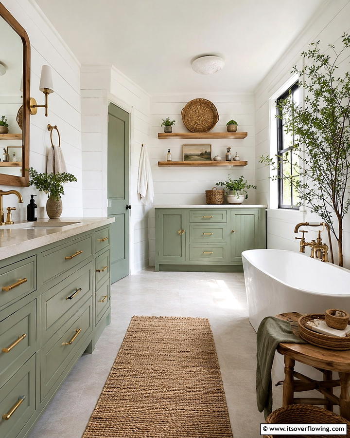 Earthy Sage Green Cabinets - 25 Bathroom Cabinet Color Ideas for a Fresh Look