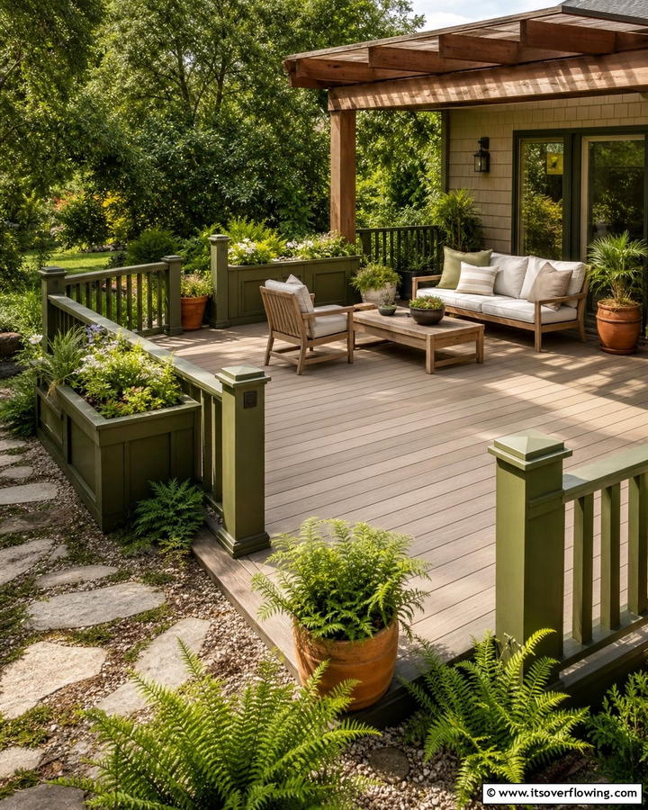 Earthy Taupe and Olive - 30 Two-Tone Deck Color Schemes for Dynamic Outdoor Spaces