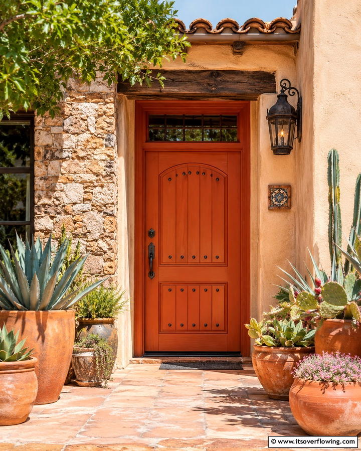 Earthy Terracotta Tones - 25 Door Painting Ideas to Add Personality to Your Home
