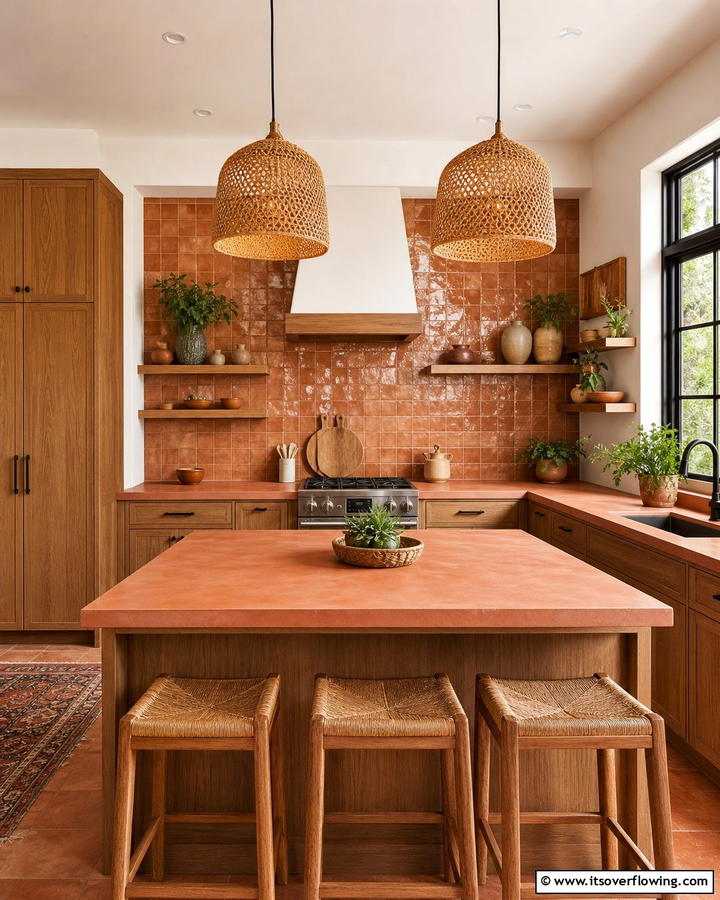 Earthy Terracotta Touches - 30 Countertop Colors That Harmonize With Oak Cabinets