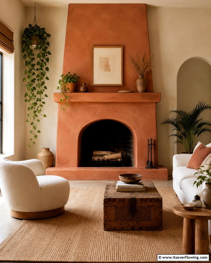 Earthy Terracotta Warmth - 30 Fireplace Paint Color Ideas for a Fresh Update