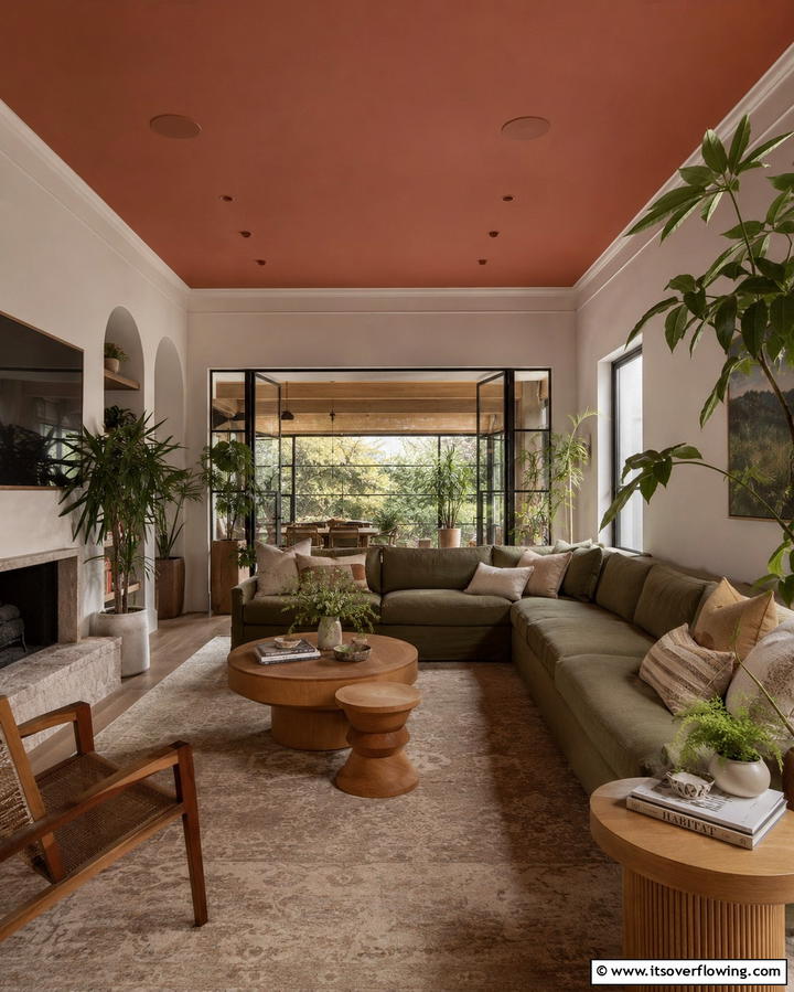 Earthy Toned Ceiling - 30 Creative Ceiling Paint Ideas to Transform Any Room’s Ambiance