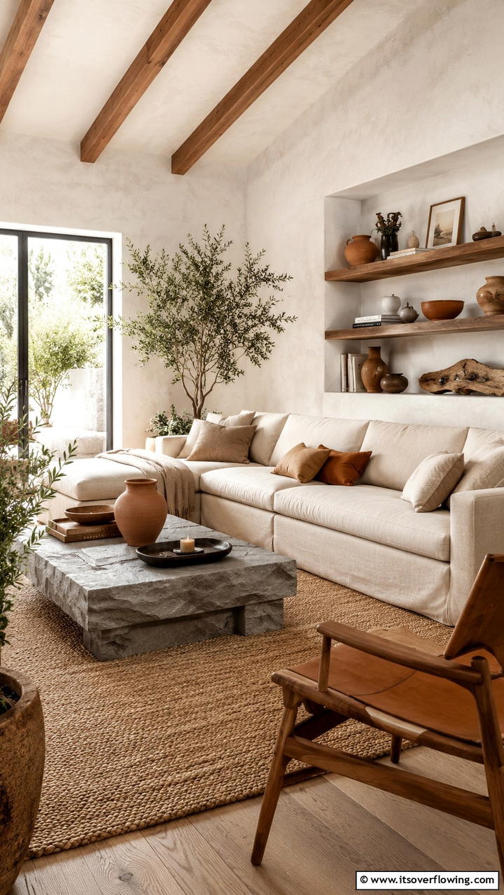 Earthy Tones Harmony - 30 Grey and Beige Living Room Ideas- Warm Minimalist Designs