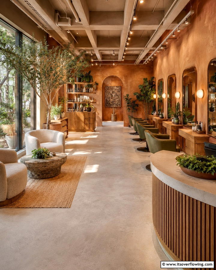 Earthy Tones Salon - 30 Salon Interior Design Ideas for a Chic Beauty Space