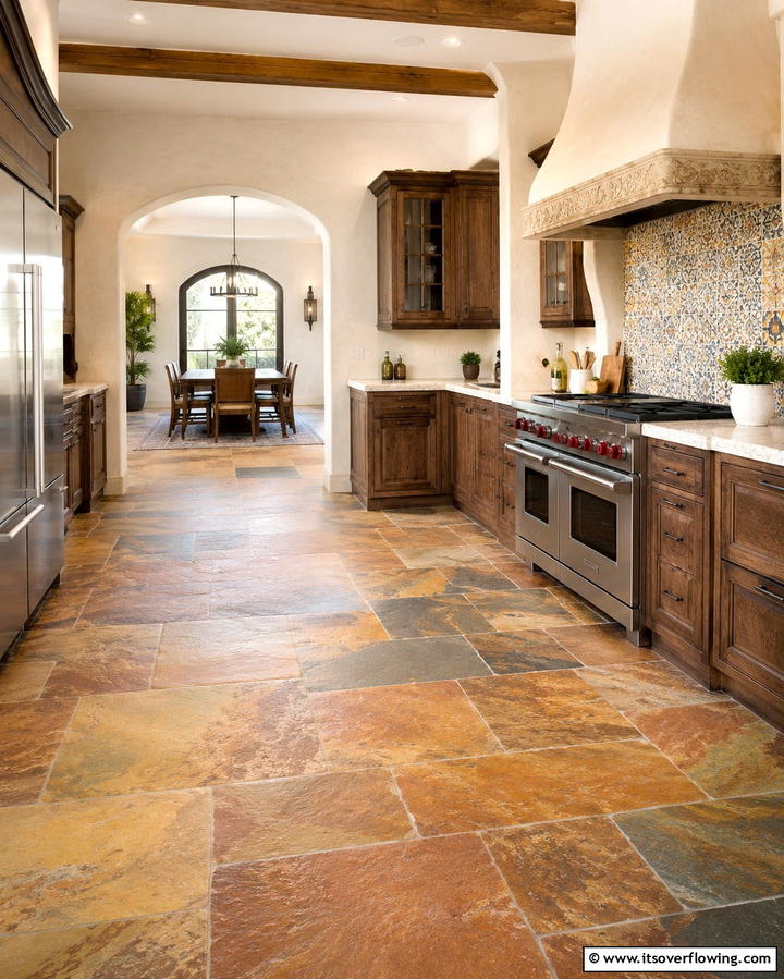 Earthy Tones for Mediterranean Kitchens - 25 Kitchens With Slate Floors for a Durable and Stylish Look