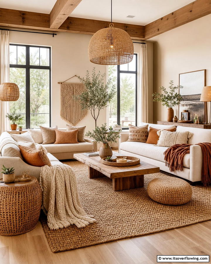 Earthy Tones for a Cozy Ambiance - 20 Neutral Boho Living Room Ideas for a Relaxing Vibe