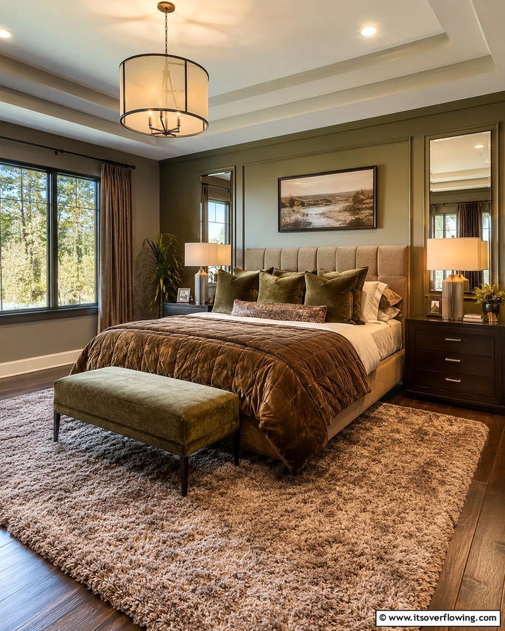 Earthy Tones with Plush Textures - 25 Green and Brown Bedroom Ideas for Earthy Vibes