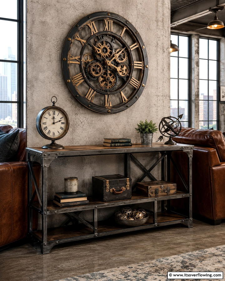 Eccentric Clocks - 25 Sofa Table Decor Ideas to Elevate Your Space
