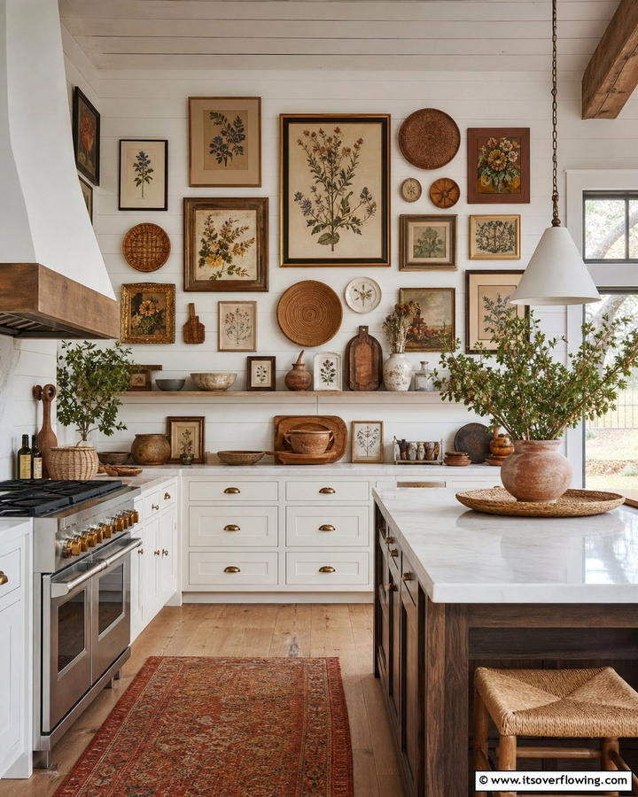 Eclectic Art Displays - 21 Farmhouse Kitchen Ideas for a Cozy, Timeless Look