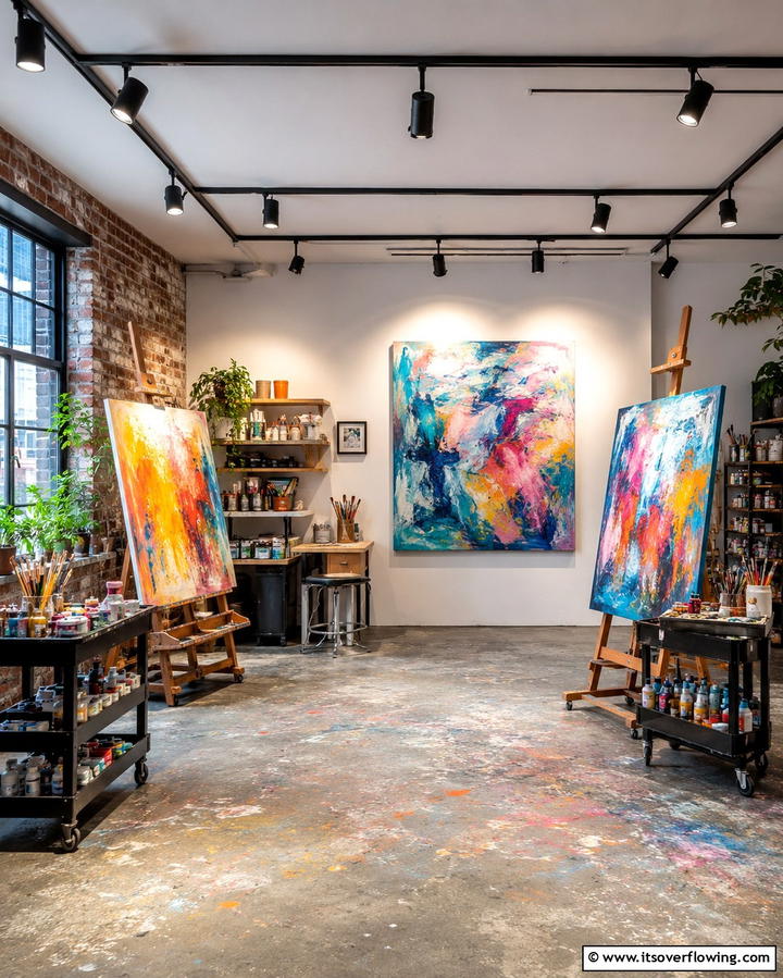 Eclectic Art Studio Lights - 30 Aesthetic Room Ideas With LED Lights for Vibes