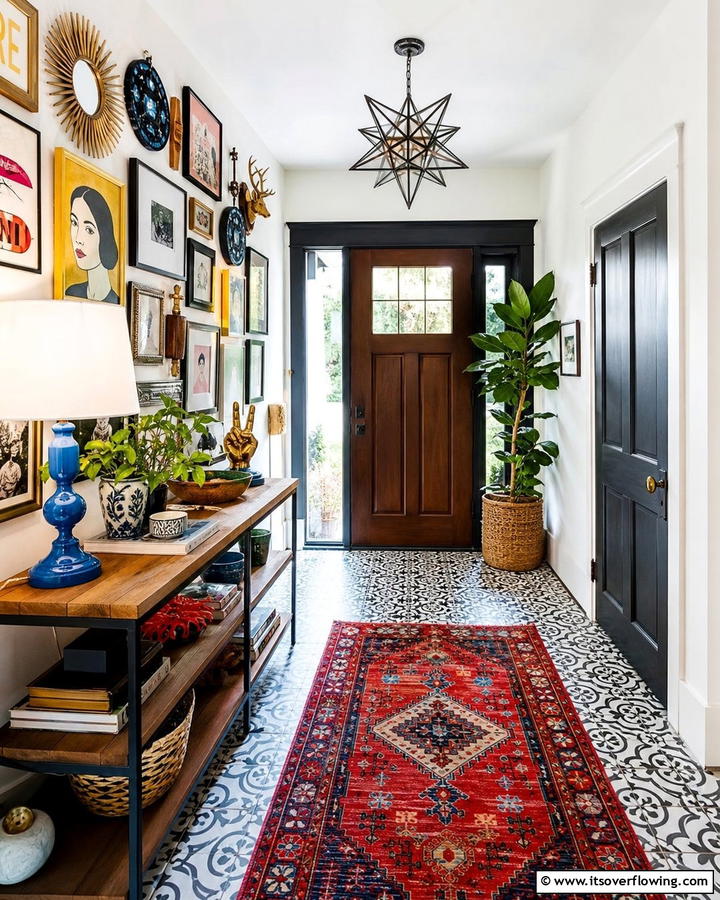 Eclectic Art and Decor Mix - 21 Foyer Decor Ideas to Elevate Your Entryway’s First Impression