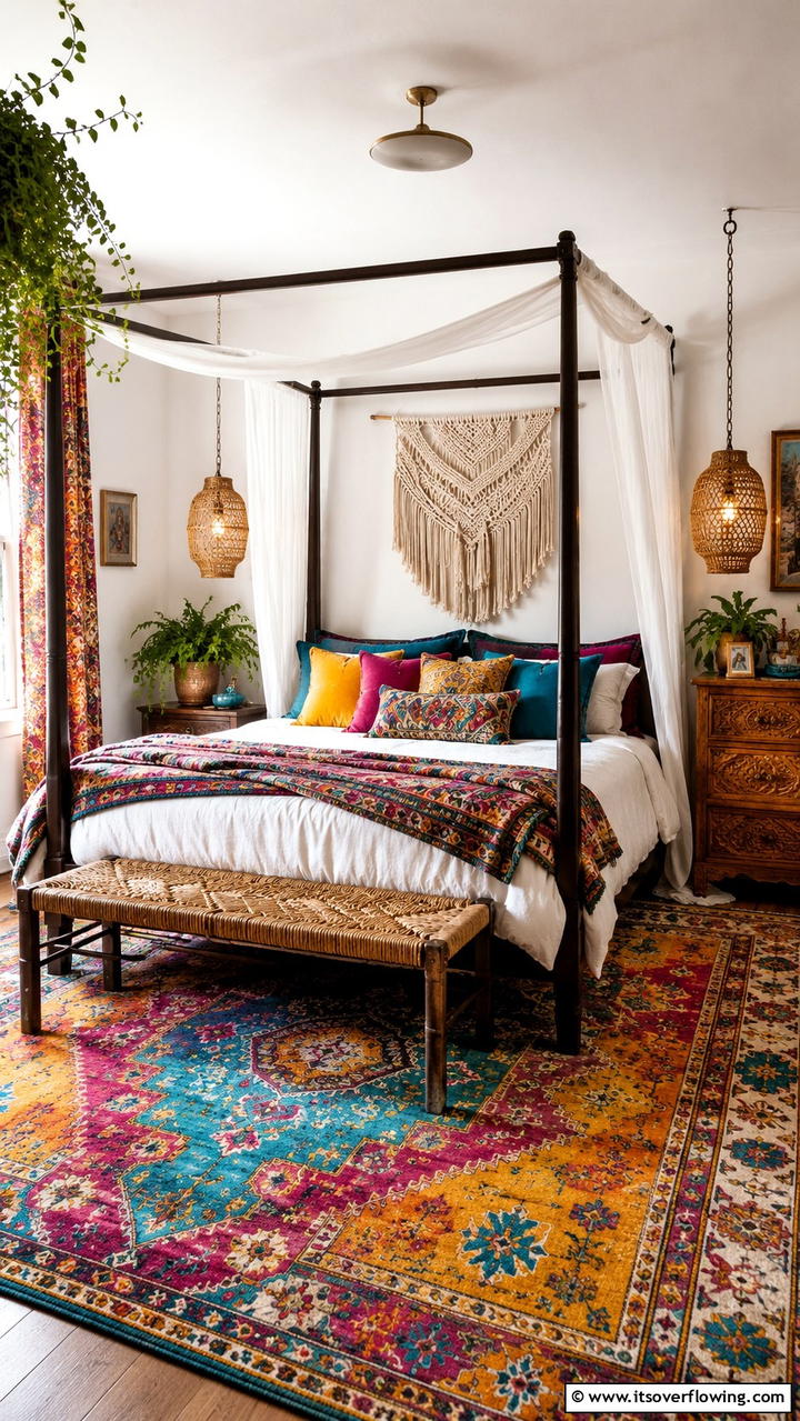 Eclectic Bohemian Vibe - 30 Bedroom Rug Ideas to Anchor and Elevate Your Decor