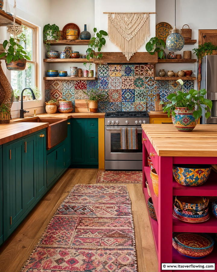 Eclectic Bohemian Vibes - 20 Kitchens with Butcher Block Countertops Ideas
