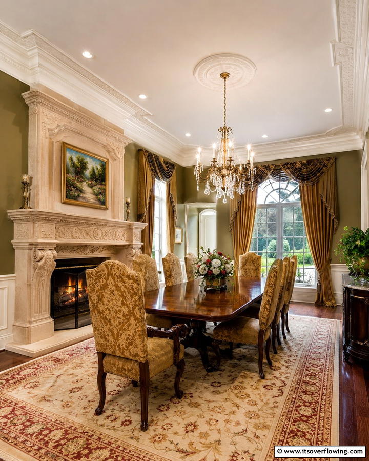 Eclectic Design Harmony - 30 Cozy Dining Room Fireplace Design Ideas & Tips