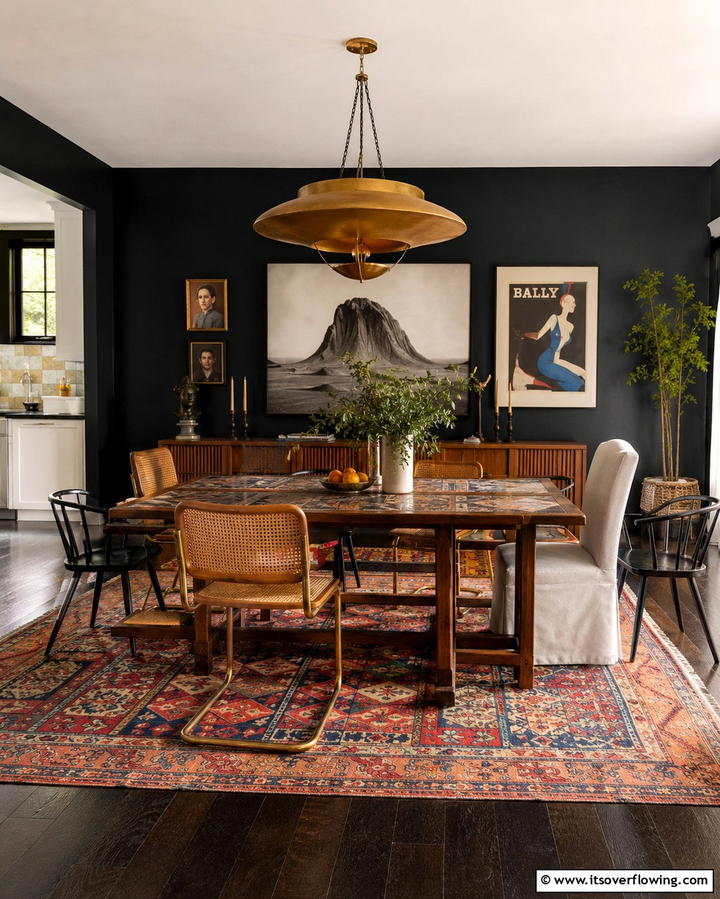 Eclectic Design with Mixed Materials - 25 Dark Wood Floor Dining Room Ideas for a Classic Look