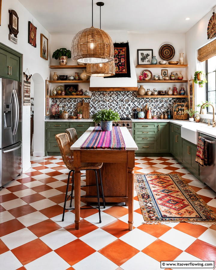Eclectic Designer Fusion - 30 Kitchens with Checkered Floors- Retro-Inspired Designs