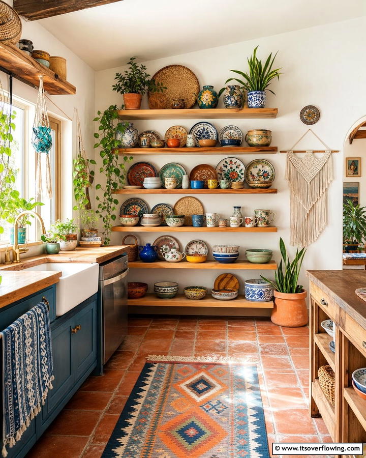 Eclectic Dishware - 25 Boho Kitchen Ideas for a Cozy and Eclectic Vibe