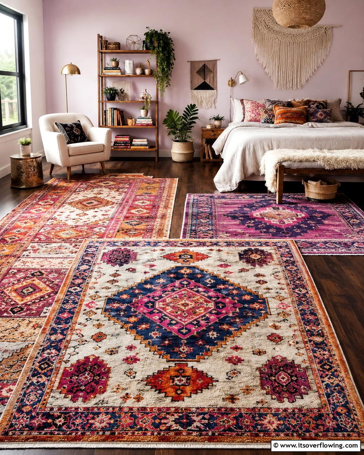 Eclectic Floor Rugs - 30 Vibrant Boho Teen Bedroom Ideas for Creative Self-Expression
