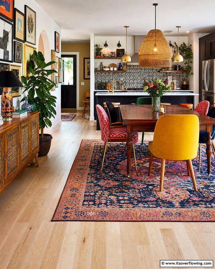 Eclectic Fusion - 25 Light Wood Floor Kitchen Ideas for a Bright Space