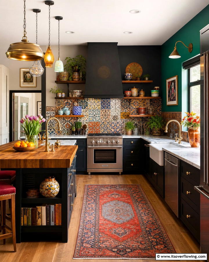 Eclectic Fusion - 30 Kitchens With Black Cabinets for Bold Elegance