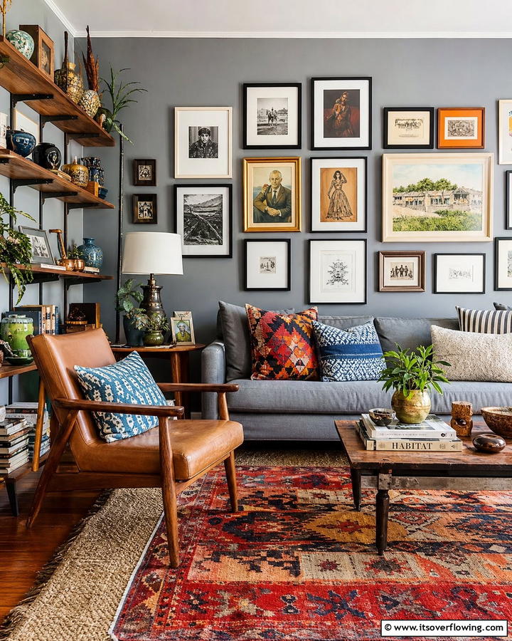 Eclectic Gray with Personalized Decor - 21 Gray Living Room Ideas to Elevate Neutral Decor