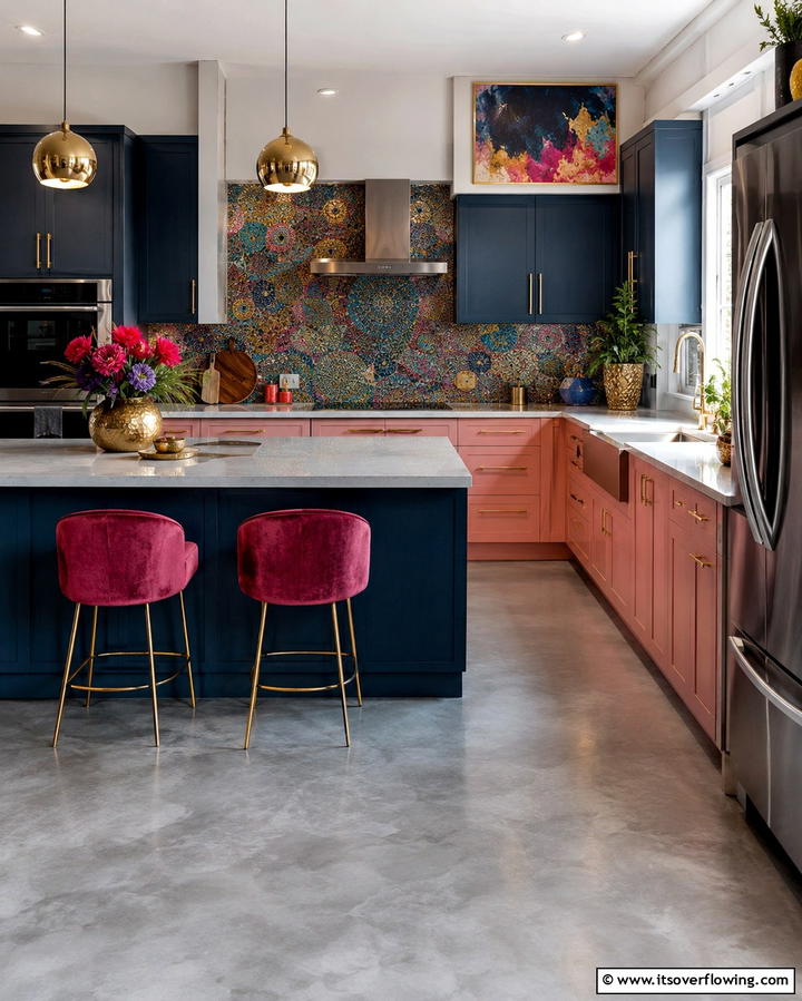 Eclectic Grey Kitchen Blend - 30 Kitchens with Grey Floors- Sleek & Modern Flooring Ideas