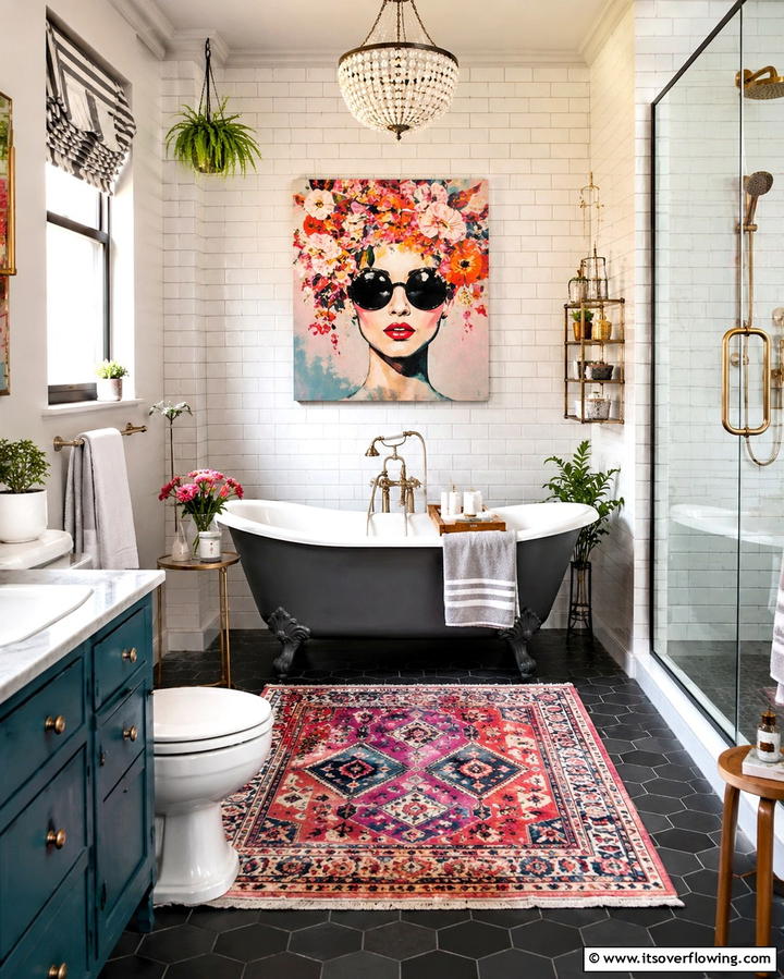 Eclectic Grey Statement - 30 Grey and White Bathroom Ideas for Modern Serenity