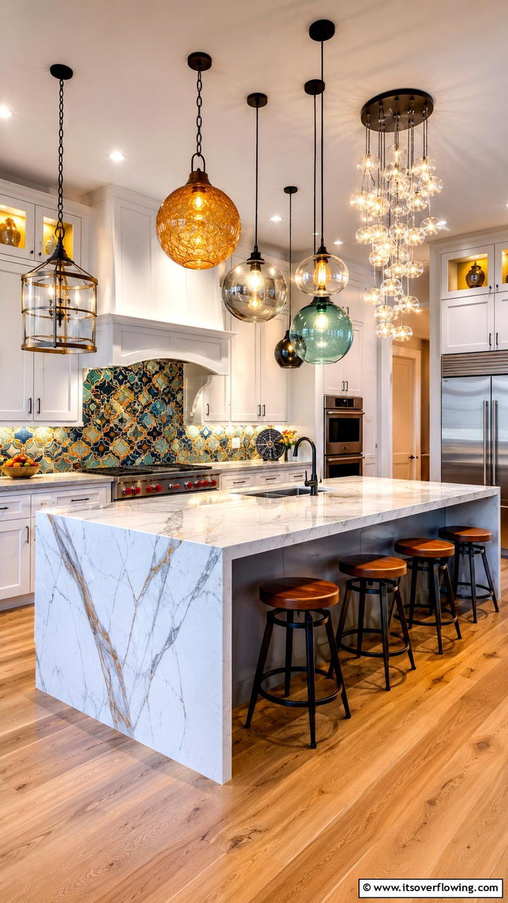 Eclectic Lighting as Art - 30 Eclectic Kitchen Ideas for Bold Design Lovers