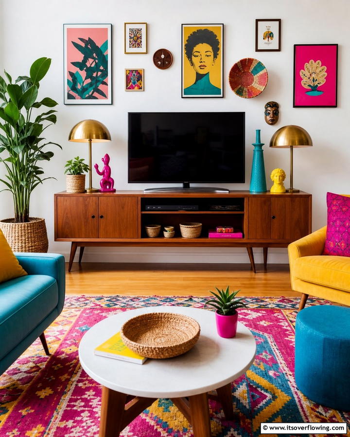 Eclectic Mix - 25 TV Console Decor Ideas to Elevate Your Living Room