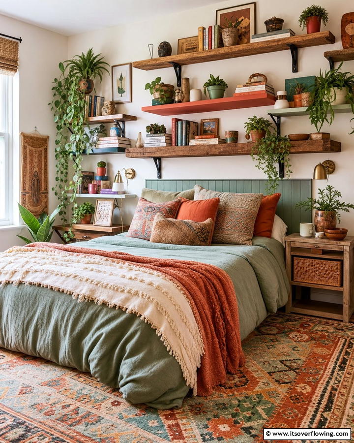 Eclectic Mix Shelving - 30 Bedroom Shelving Ideas for Storage and Display