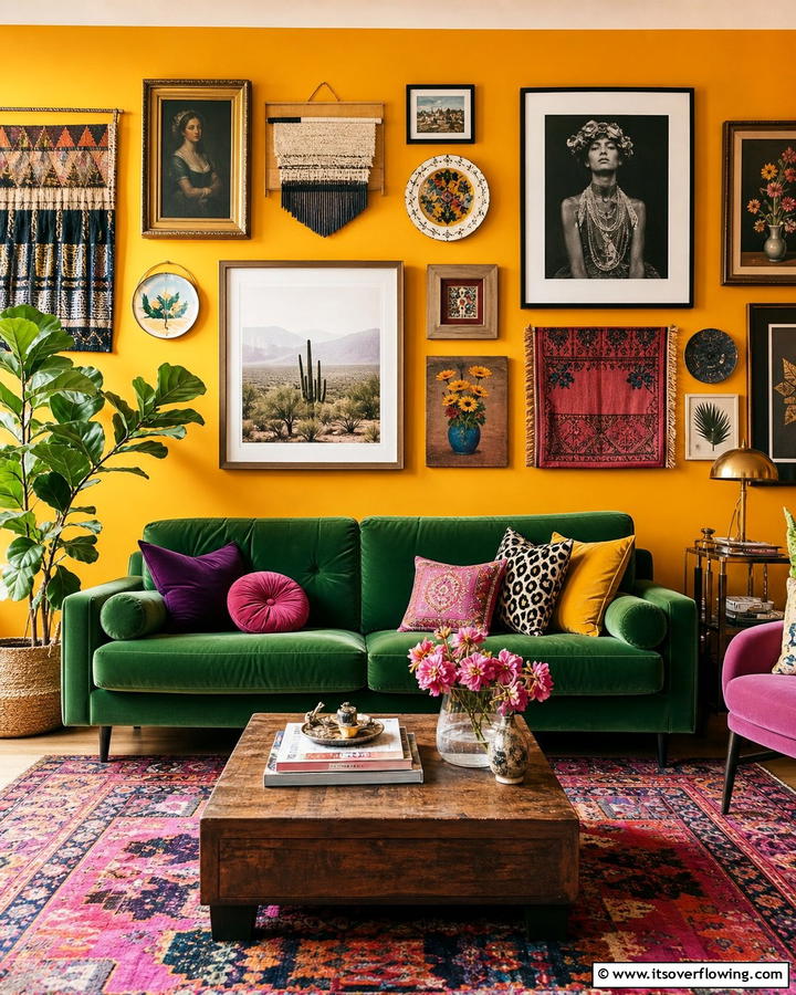 Eclectic Mix Wall - 21 Gallery Wall Ideas to Display Art and Memories