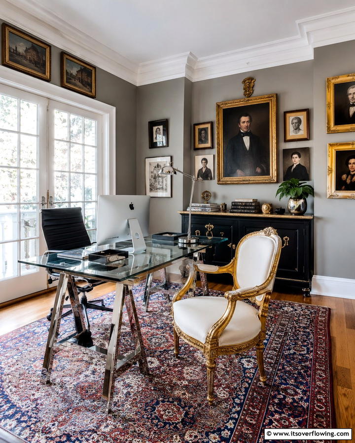 Eclectic Mix of Antique and Modern Office - 30 Bohemian Home Office Ideas for Eclectic Workspace Vibes